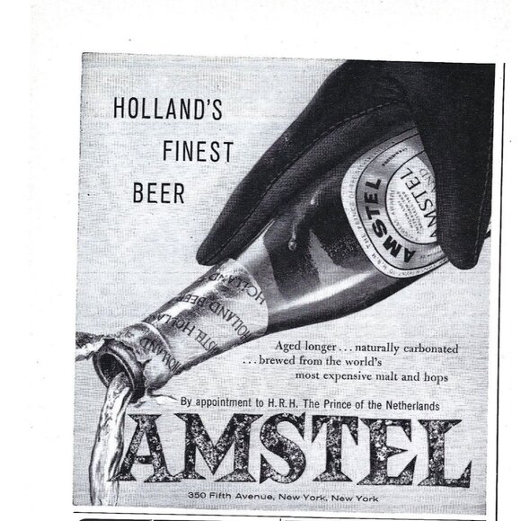 Vintage 1958 Amstel Beer Print Ad Hollands Finest Beer Collectible Retro Adverti - Picture 2 of 2